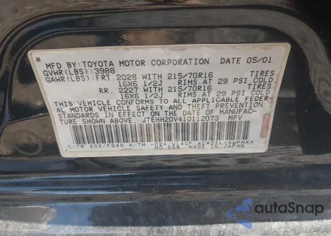 2001 Toyota Rav4 из США, поврежденный, VIN JTEHH20V410112073